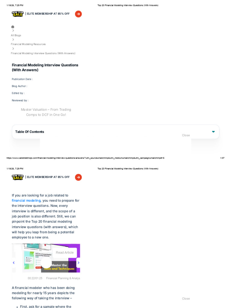 Top 20 Financial Modeling Interview Questions (With Answers) | PDF ...