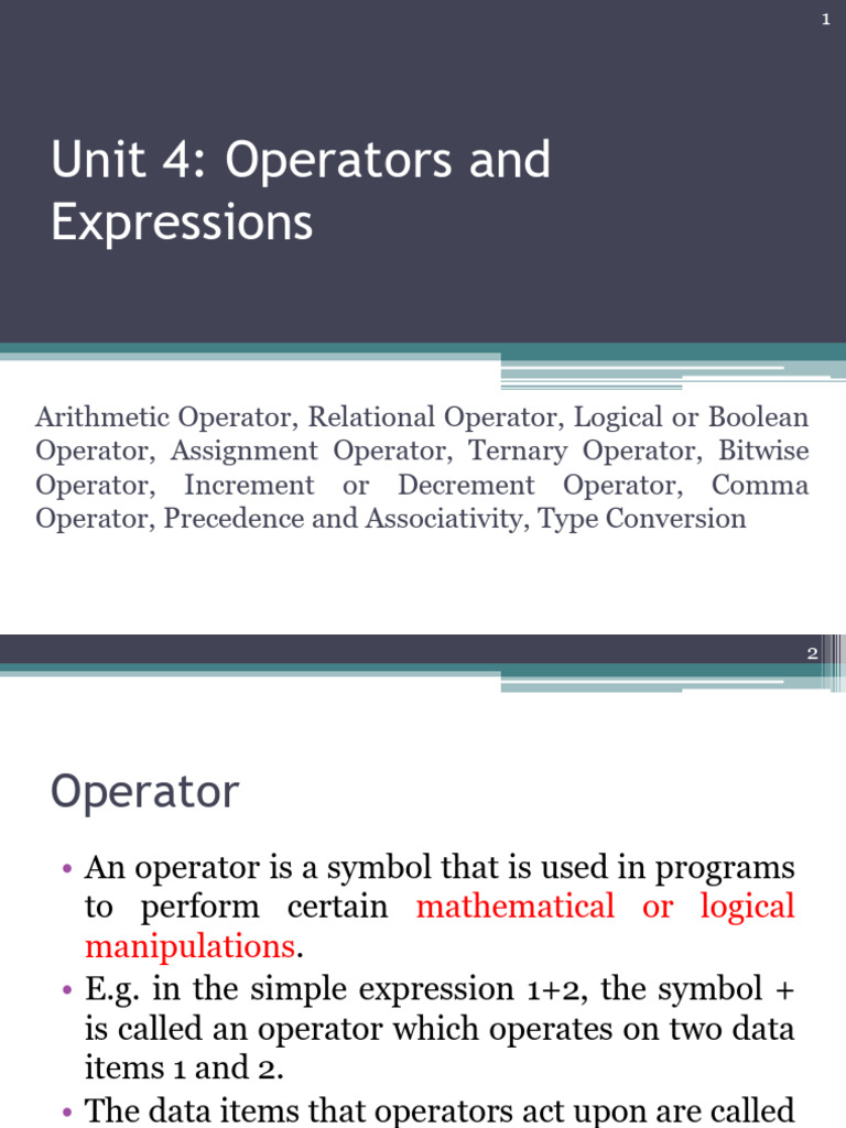 Operators and Expression | PDF | Division (Mathematics) | Discrete ...