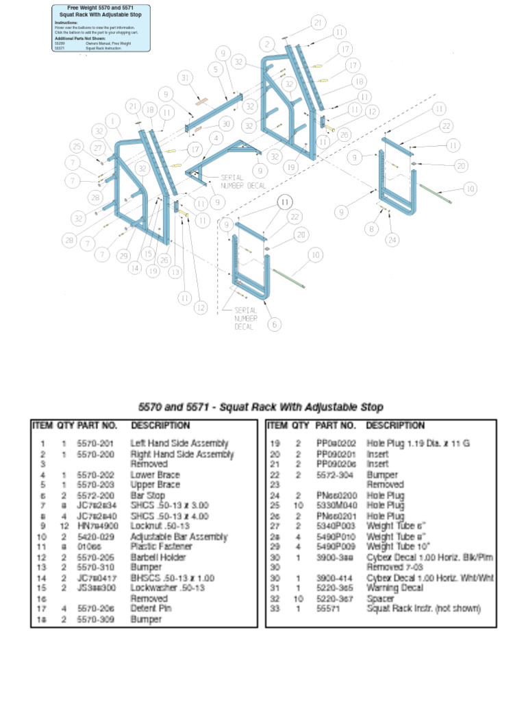 CYBEX Squat Rack 5571-01 | PDF