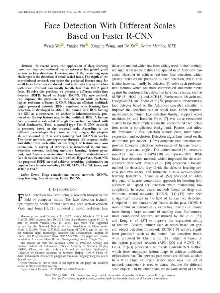 Face Detection With Different Scales Based On Faster R-CNN | PDF ...