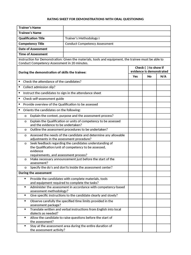 Rating Sheet For Demo Cca | PDF | Methodology