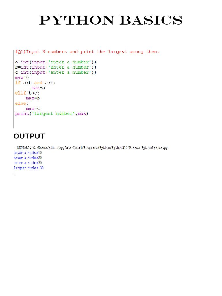 Python Basics: Output | PDF