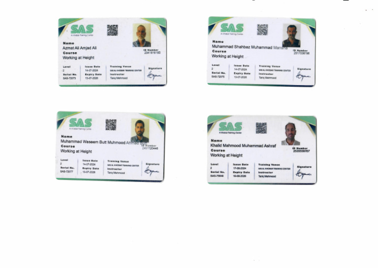 Work at Height Card Mcce | PDF
