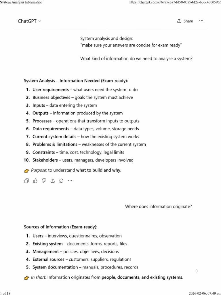 L-4 - System Analysis Information | PDF | Questionnaire | System
