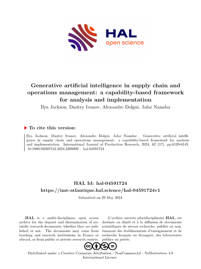 Generative Artificial Intelligence in Supply Chain and Operations ...