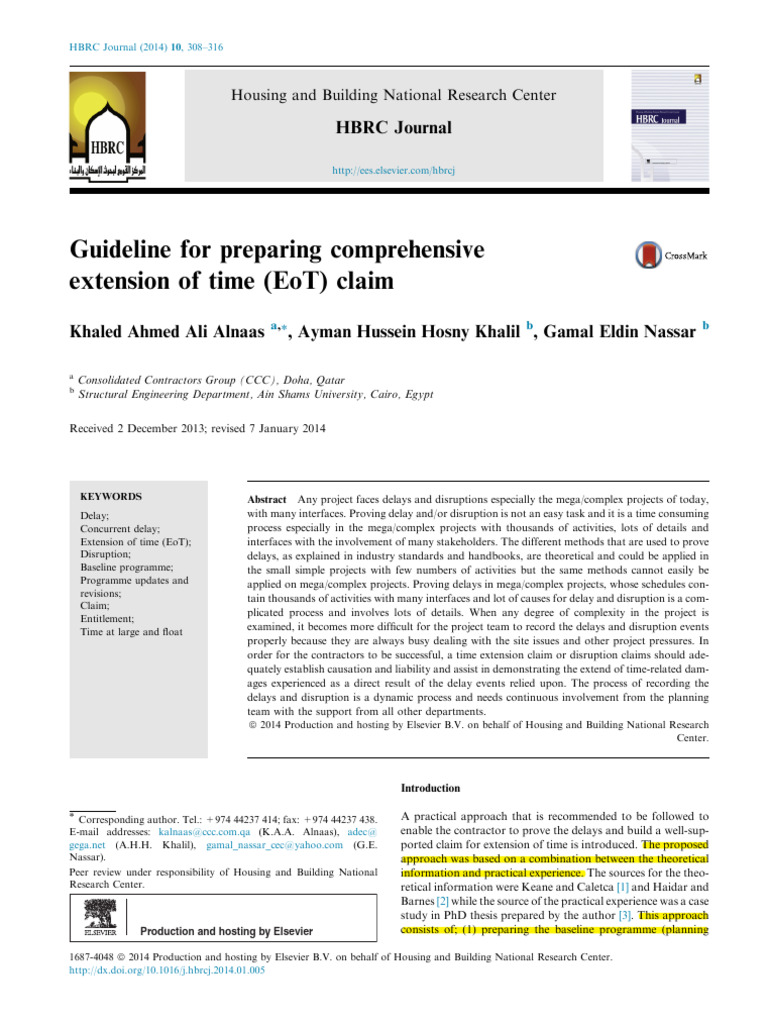 Guideline For Preparing Comprehensive Extension of Time e Ot Claim ...