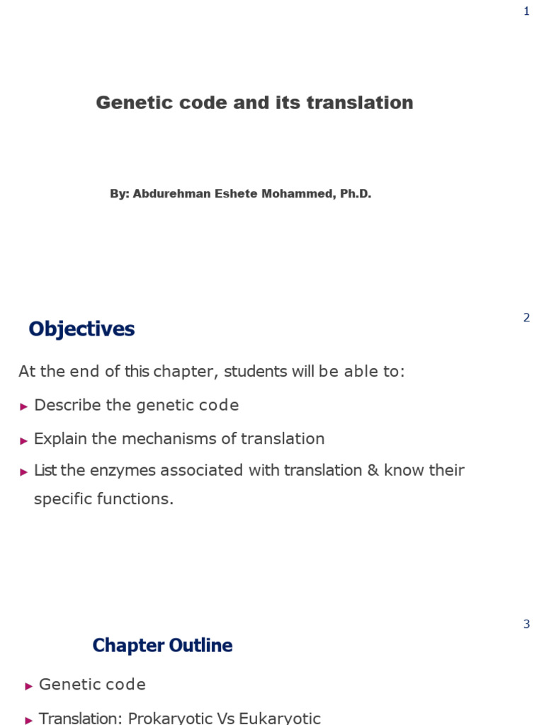 Genetic Code & Its Translation | PDF | Translation (Biology) | Genetic Code
