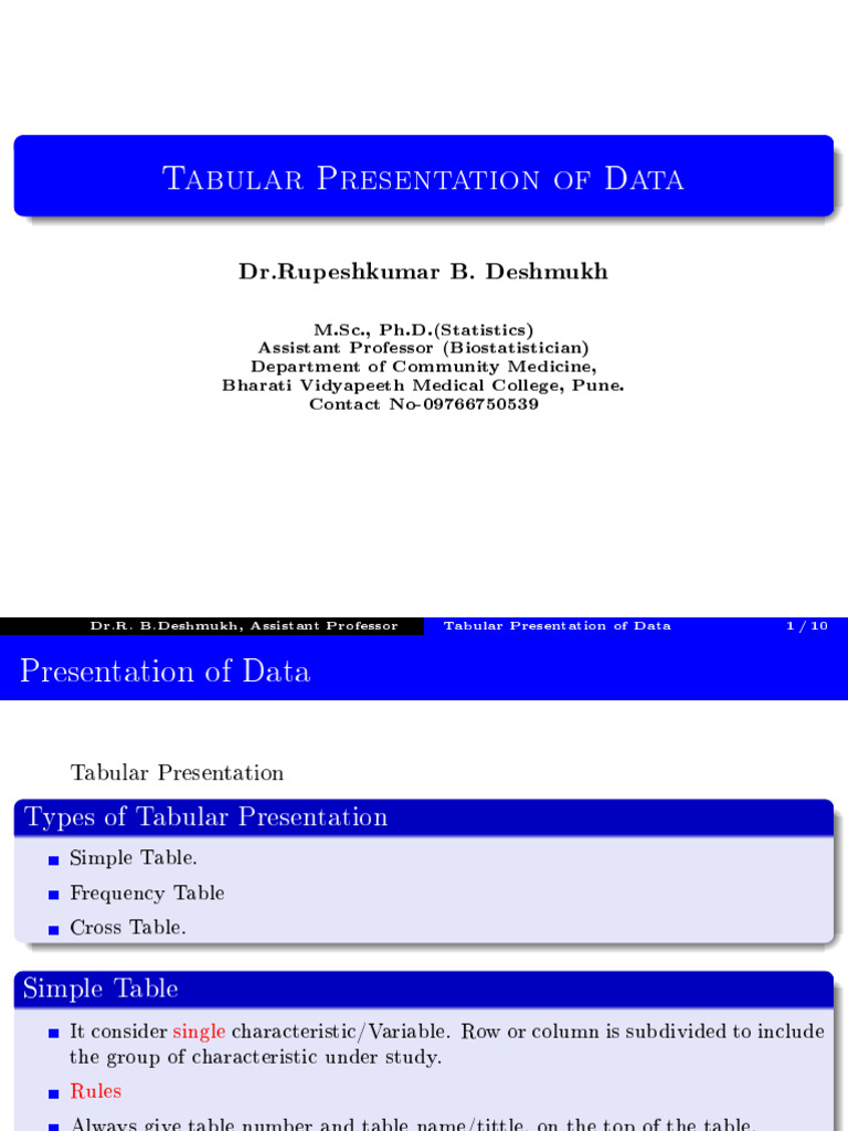 3.tabular Presentation of Data | PDF