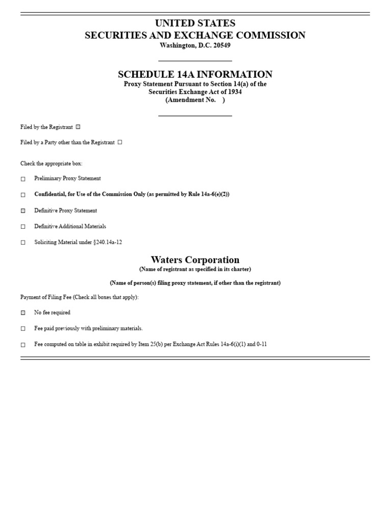 Waters 2024 Proxy Statement | PDF | Proxy Voting | Corporate Governance