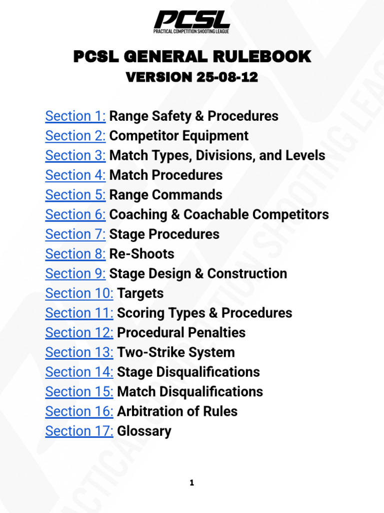 PCSL General Rulebook - Version 25-08-12 | PDF | Trigger (Firearms ...