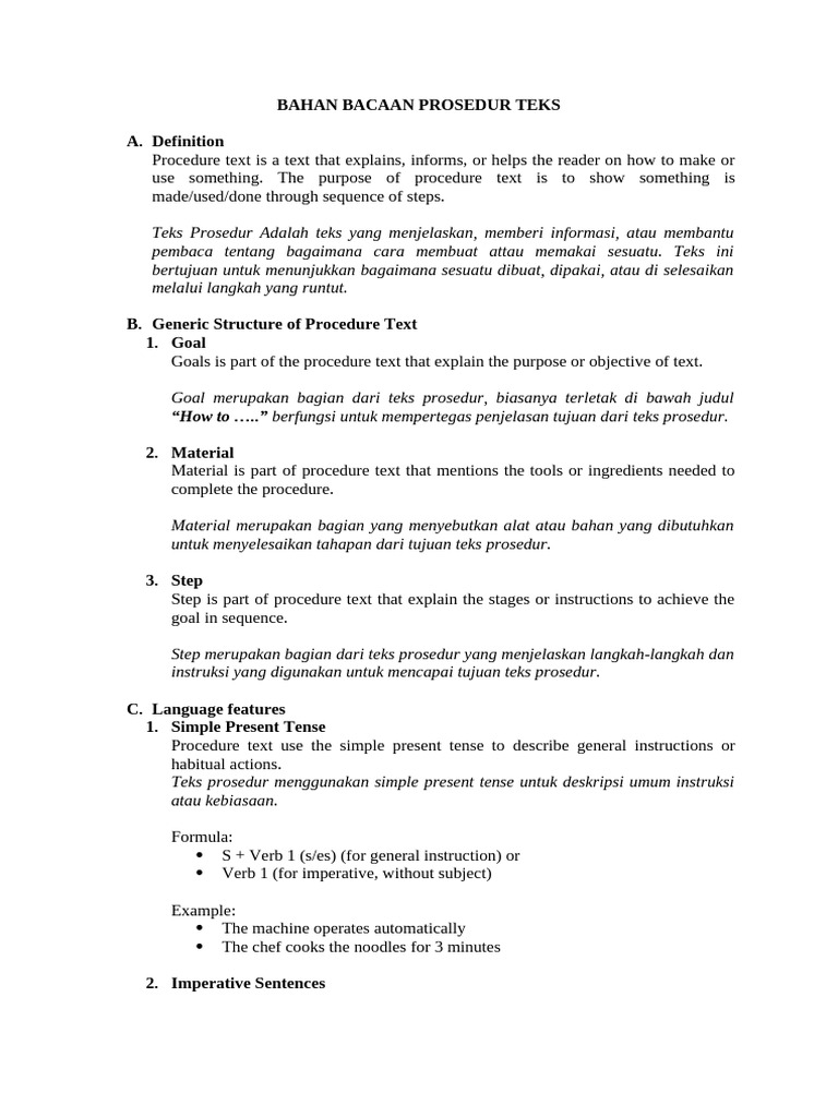Bahan Bacaan Prosedur Teks | PDF