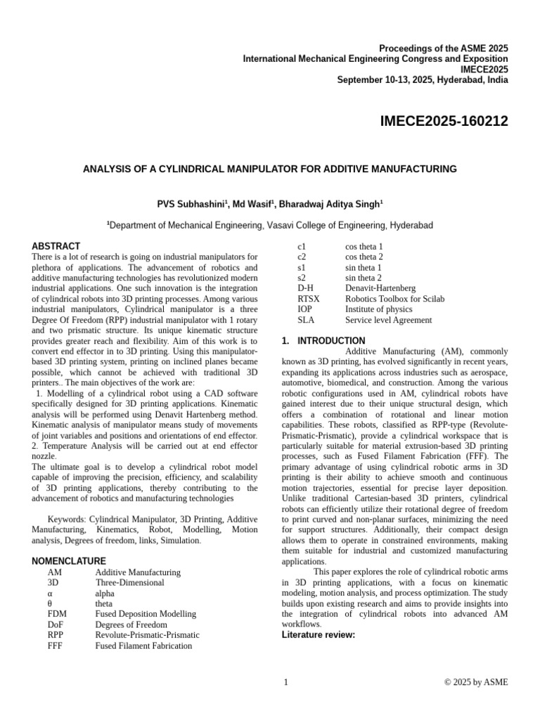 Draft Paper Imece 1 | PDF | 3 D Printing | Robotics