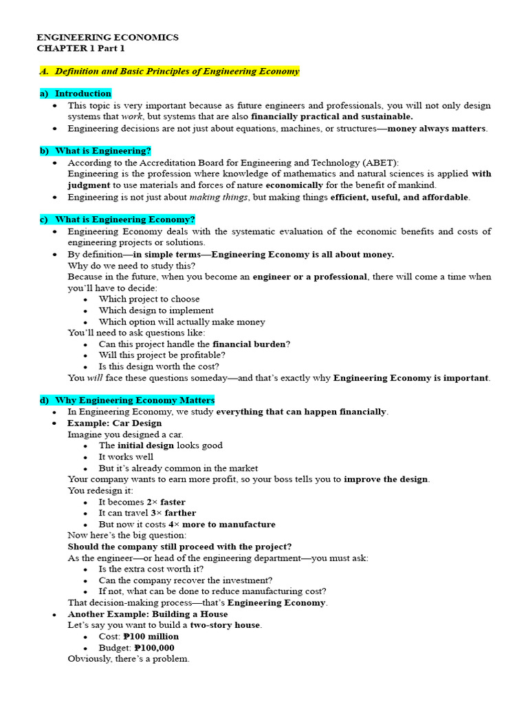 Encgineering Economics Chapter 1 - Part1 | PDF | Engineering | Heat ...