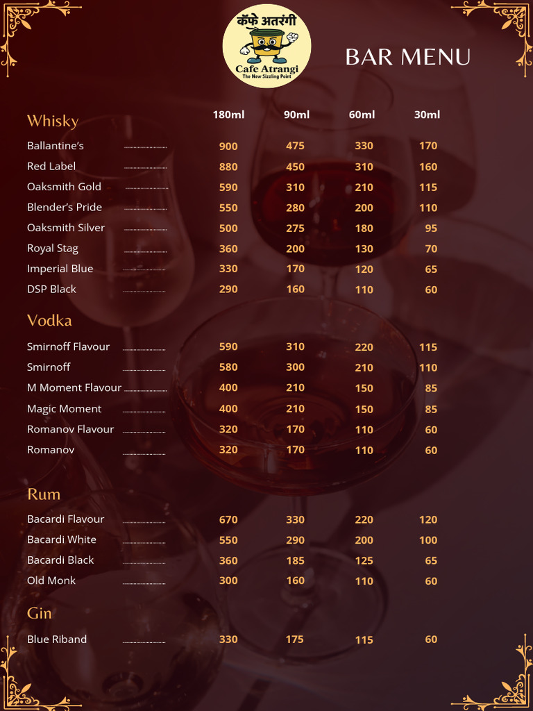 Red Lounge - Bar Menu | PDF