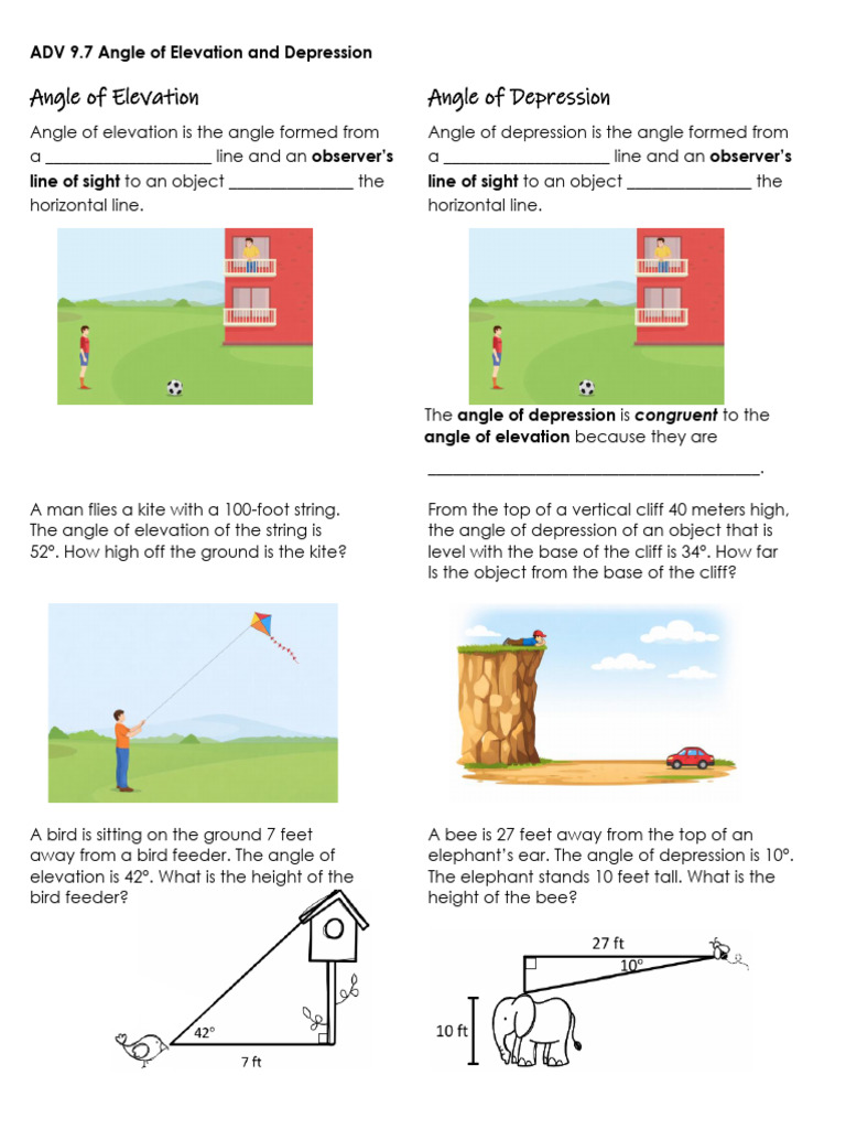 ADV 9.7 Angles of Elevation and Depression | PDF | Angle