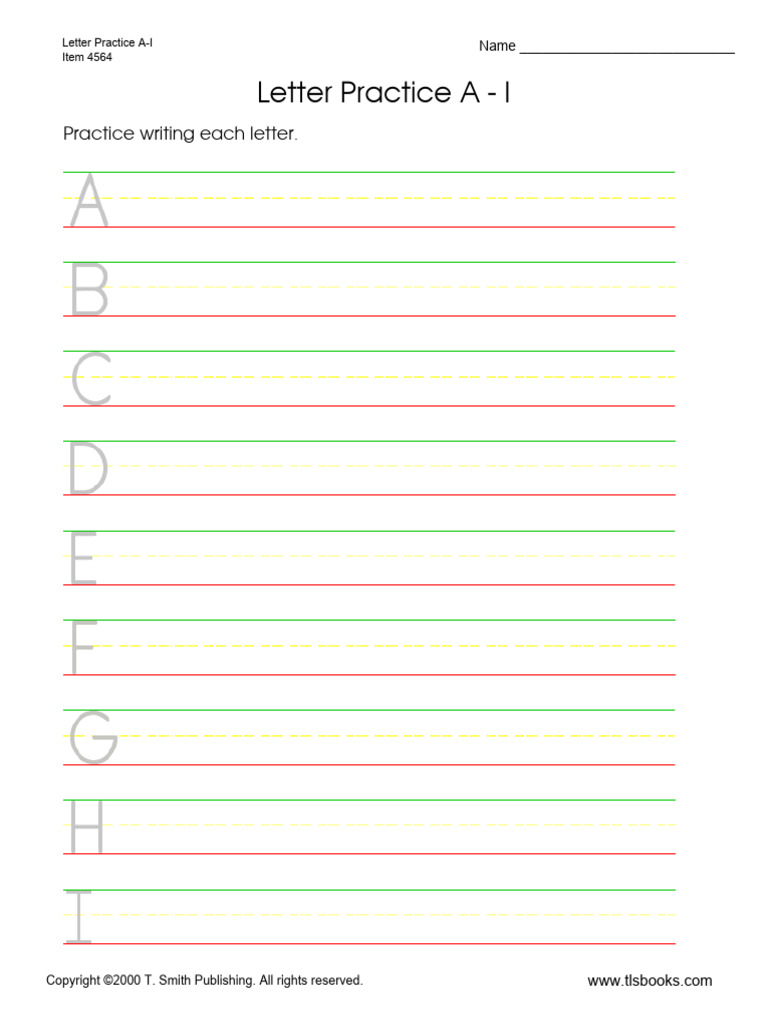 Letter Practice Colored Lines | PDF