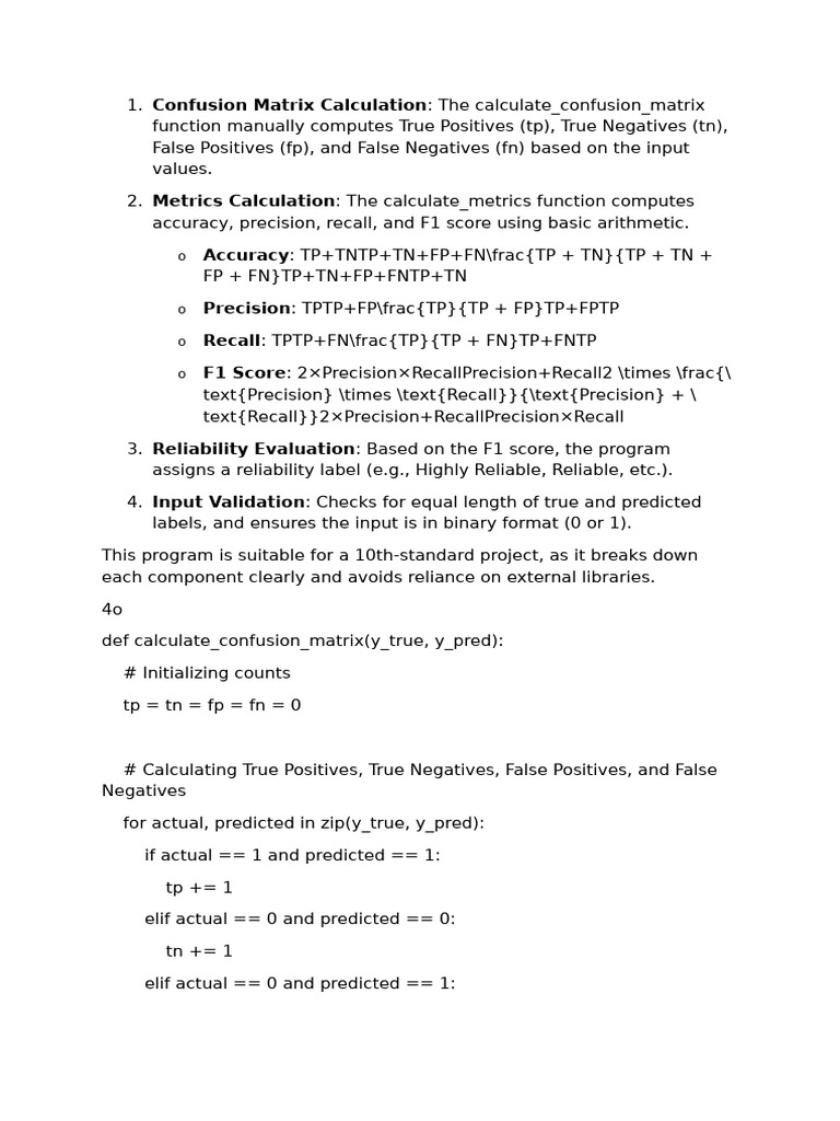 Confusion Matrix Calculation | PDF | Computer Programming | Mathematics