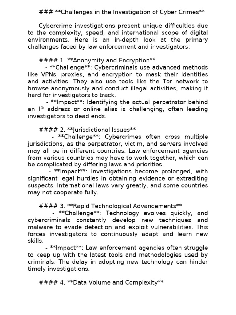Challenges in The Investigation of Cyber Crimes | PDF | Cybercrime ...