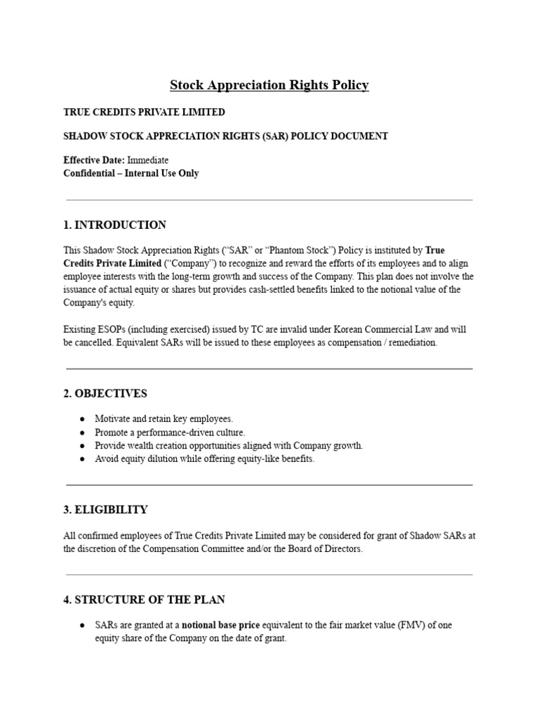 Stock Appreciation Rights | PDF | Private Sector | Corporations