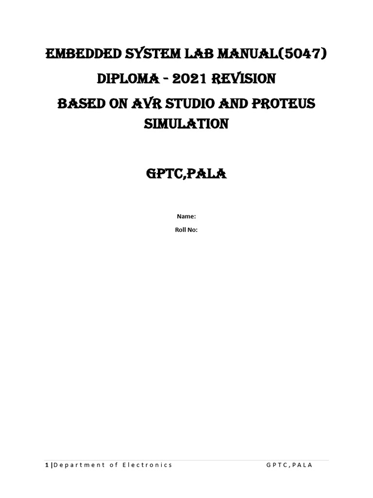 Embedded System Lab Manual | PDF | Analog To Digital Converter ...