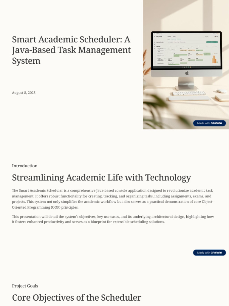 Smart Academic Scheduler A Java Based Task Management System | PDF ...