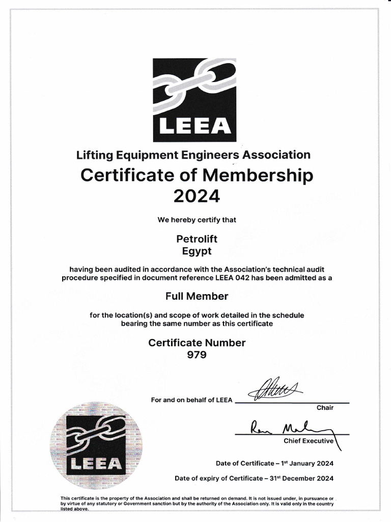 LEEA Accreditation For Petrolift | PDF
