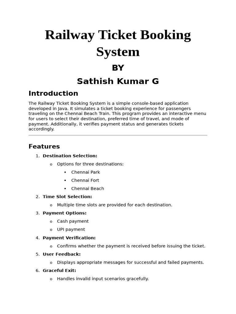 # Project Railway Ticket Booking System | PDF | Software Engineering ...