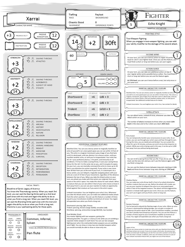456029-Class Character Sheet Fighter V1.3 Fillable | PDF