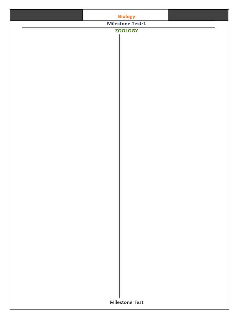 Milestone Test-1 Zoology Questions | PDF | Respiratory System | Heart