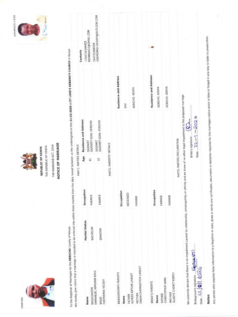 Marriage Notification Form | PDF