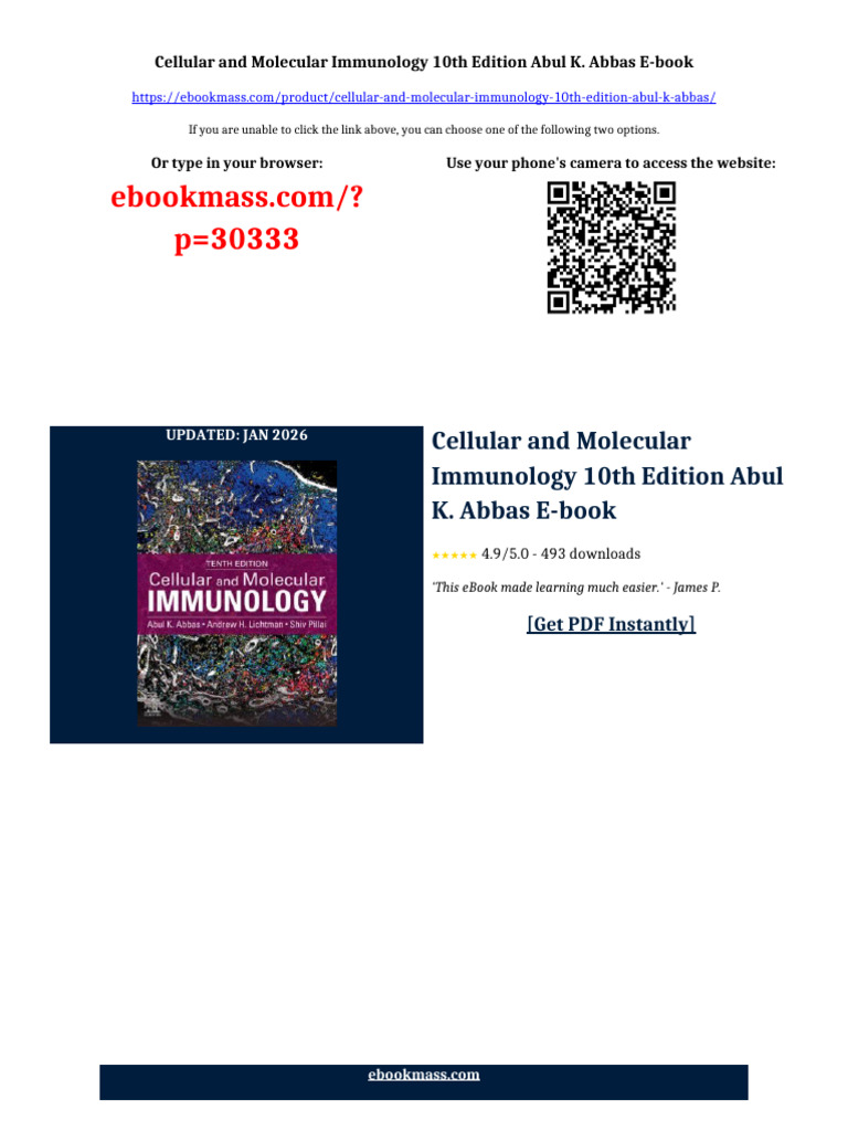 Cellular and Molecular Immunology 10th Edition Abul K. Abbas Ebook 2026 ...