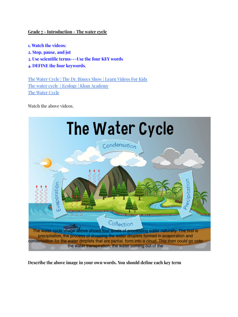 Grade 7 - Introduction - The Water Cycle | PDF