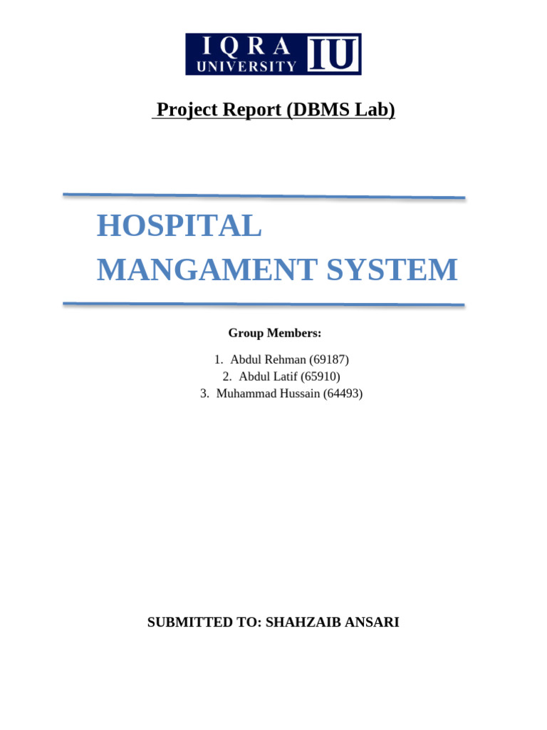 Hospital Management System DBMS Report | PDF | Databases | Sql