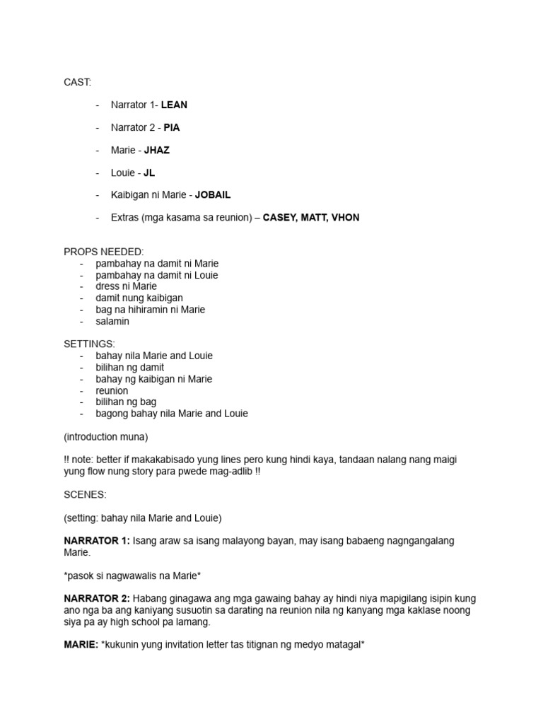 Ang Kwintas Script | PDF