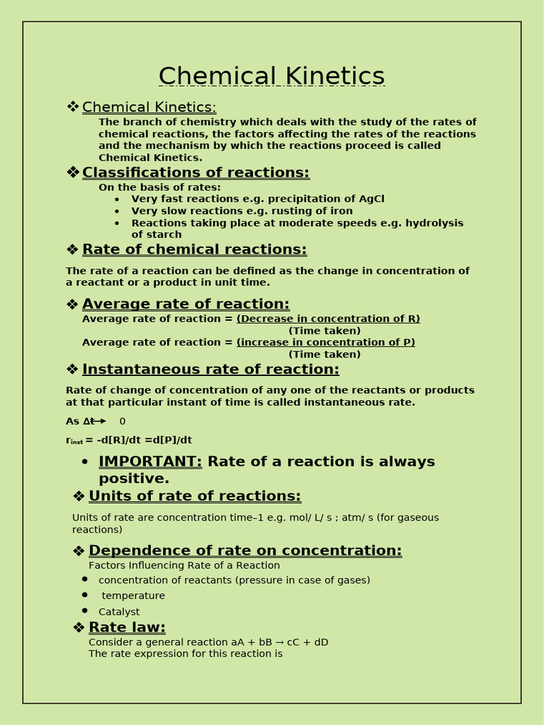 Chemical Kinetics Project 14-11-25 | PDF | Reaction Rate | Chemical ...