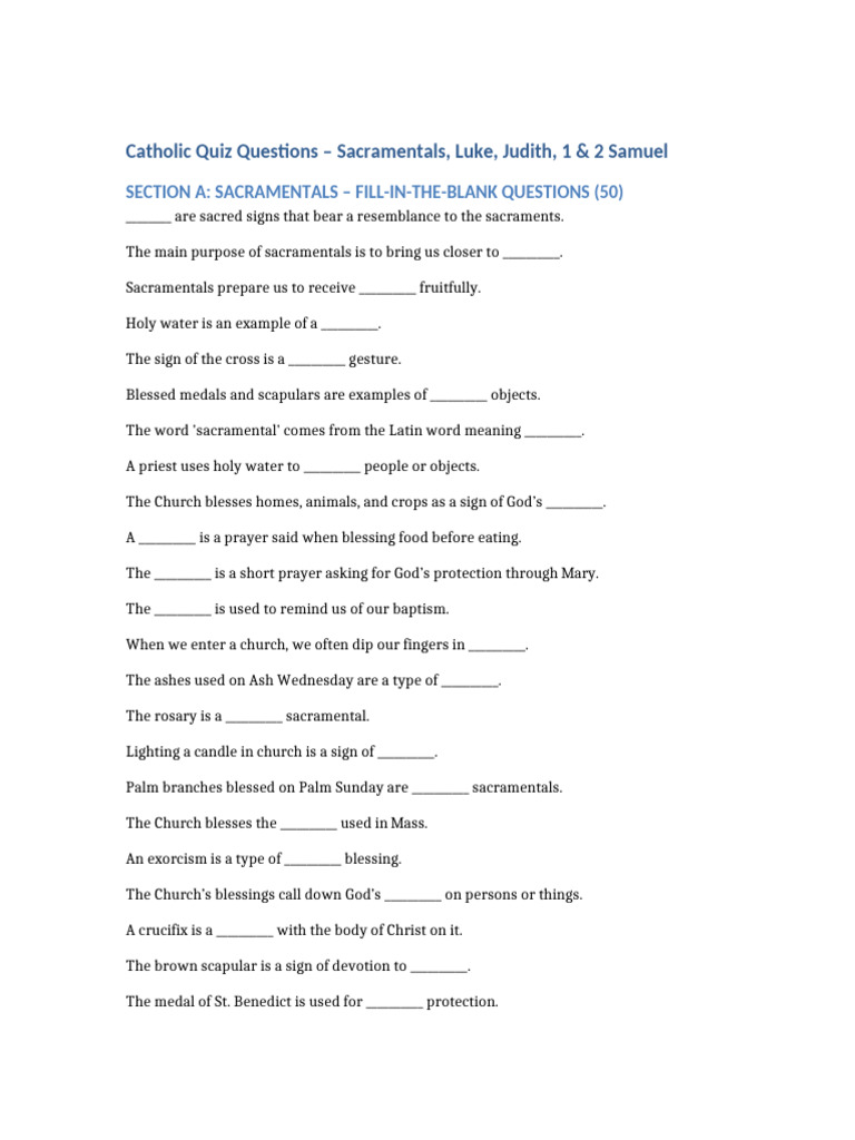 Catholic Quiz Questions | PDF | Jesus | Mary, Mother Of Jesus