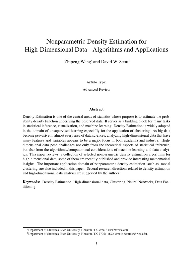 Nonparametric Density Estimation For High-Dimensional Data - Algorithms ...
