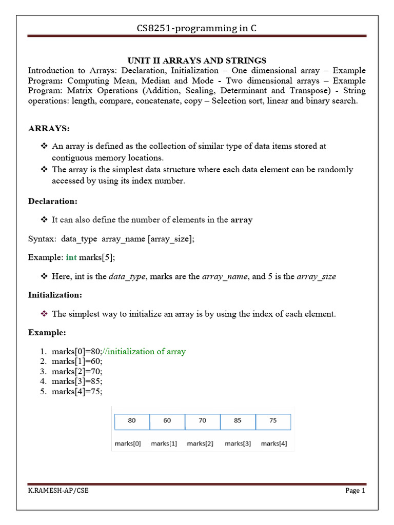 Arrays and Strings | PDF | Matrix (Mathematics) | Computing