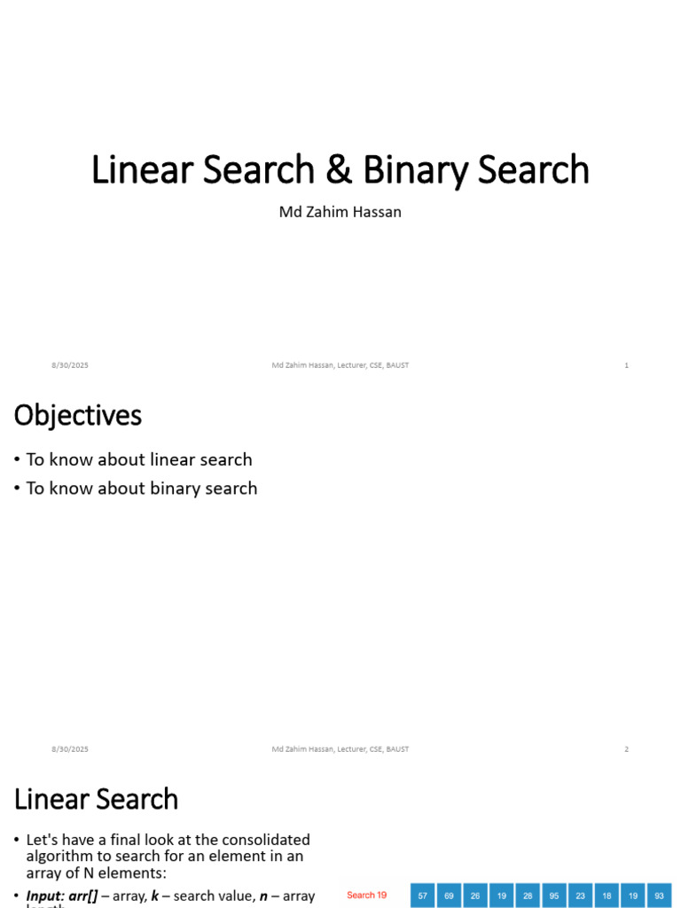 Linear Search & Binary Search | PDF