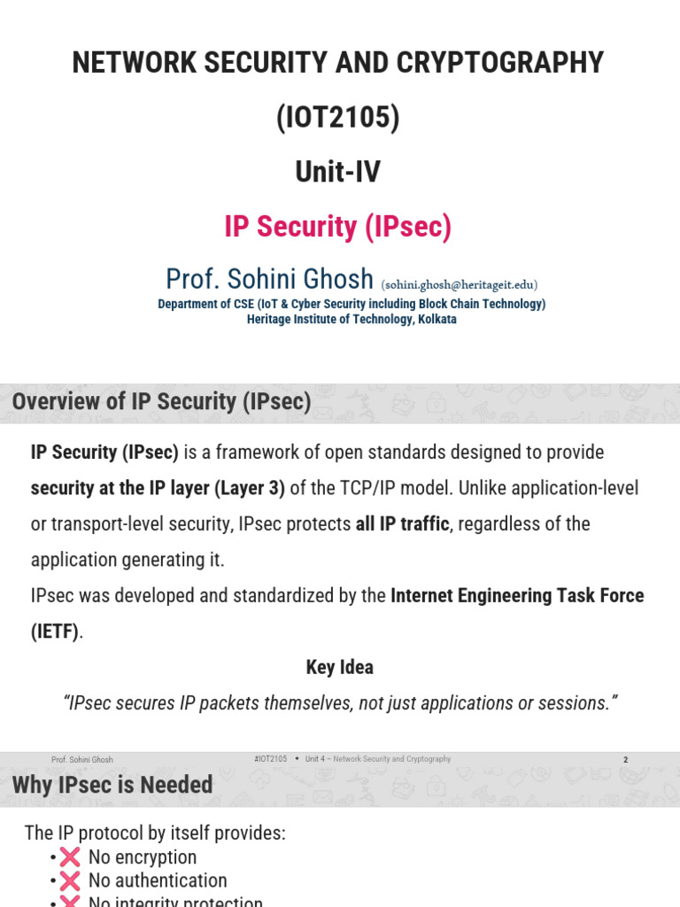 IOT2105 Lecture 7 (IPsec) Module IV | PDF | Internet Protocols ...