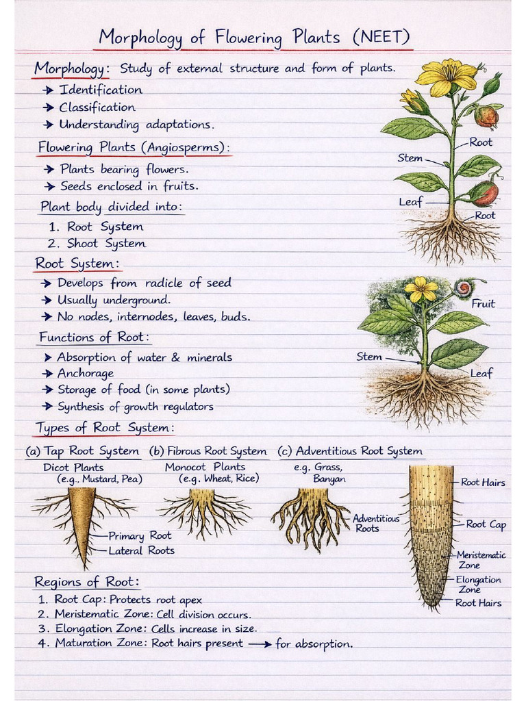 Morphology of Flowering Plants (1) | PDF