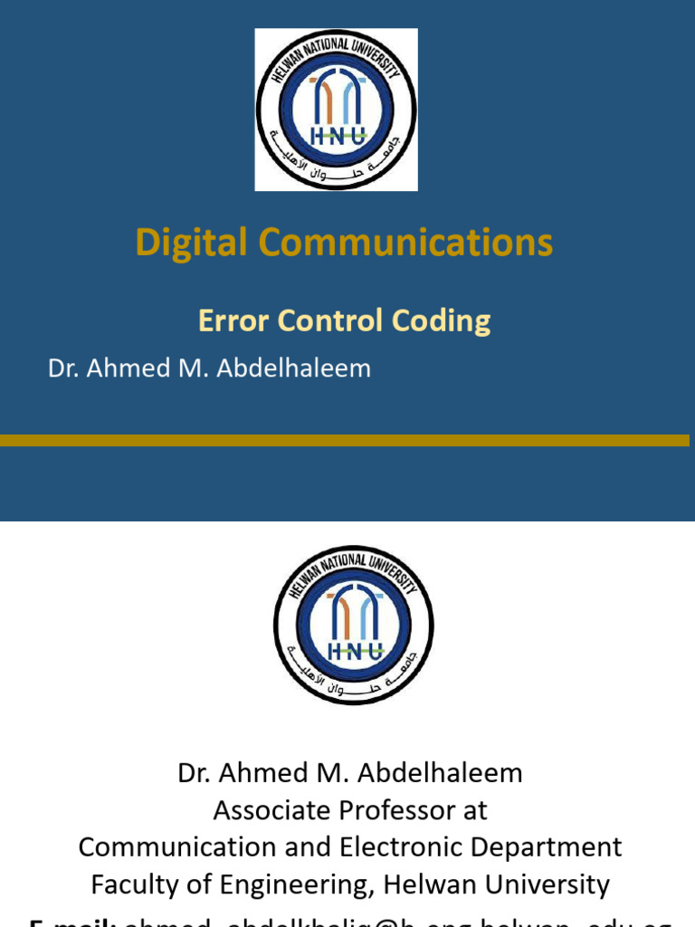 DC05 Error Control Coding Part 1 | PDF | Error Detection And Correction ...