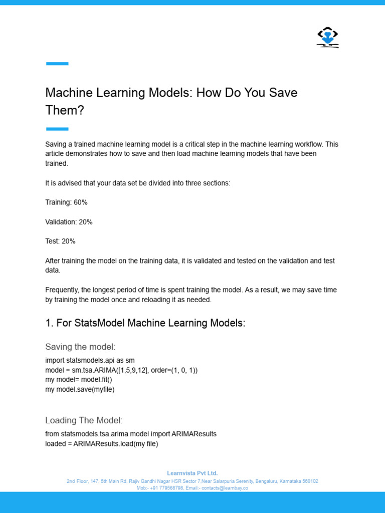 Saving ML Models (1) (1) | PDF | Computer Engineering | Applied Mathematics