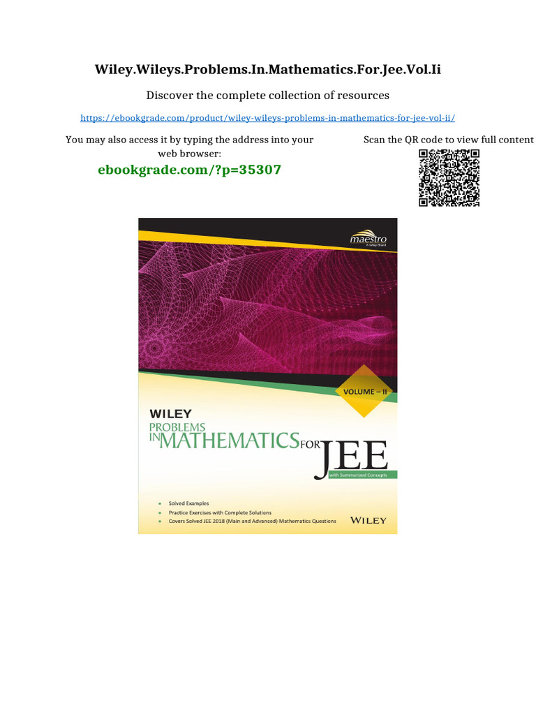 Wiley.Wileys.Problems.in.Mathematics.for.JEE.Vol.II full | PDF