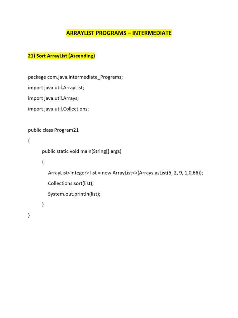 ArrayList Series - Part 2 - Intermediate Programs | PDF | Algorithms ...