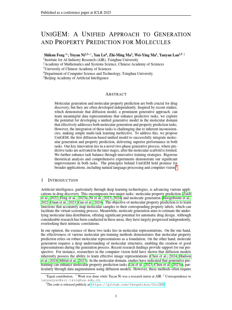 UniGEM - A Unified Approach To Generation and Property Prediction For ...