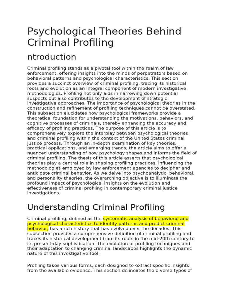 Module III - Criminal Profiling All | PDF | Offender Profiling | Crime ...