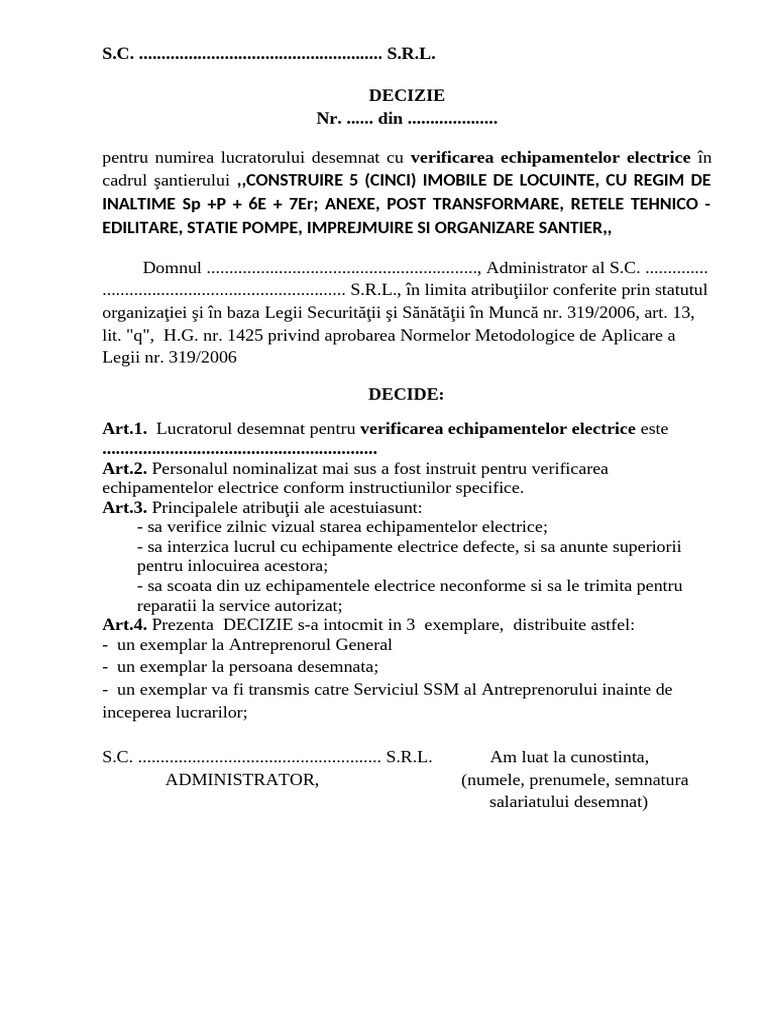 Decizia NR 7 - Verif Echip. Electrice | PDF