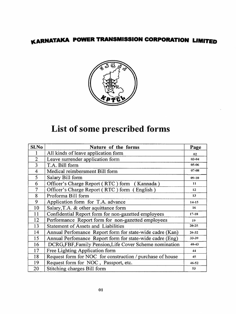 KPTCL All Types of Forms | PDF