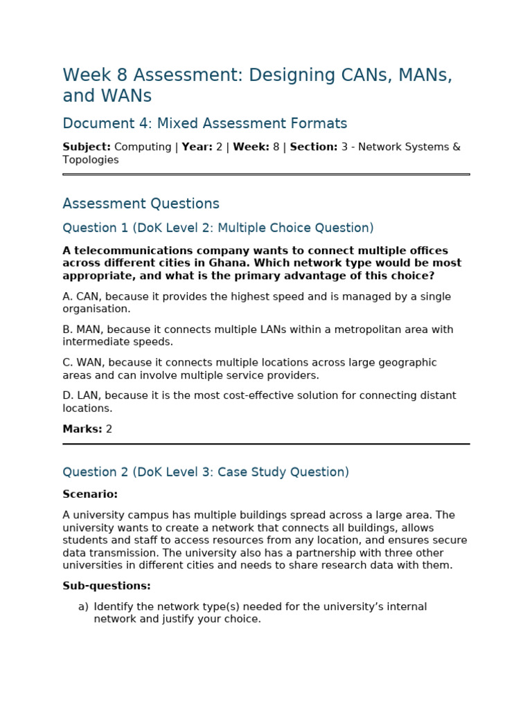 Week 8 Assessment Document 4 Mixed Formats | PDF | Computer Network ...